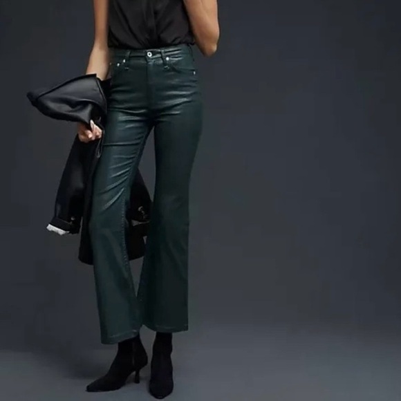 Rag & Bone Casey High Rise Ankle Flare Jeans in Coated Pine Grove Size 27 - Picture 2 of 12